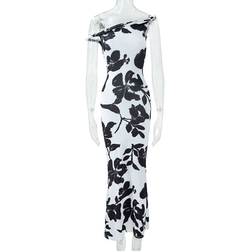 European And American Style 2025 Summer Cross-border Foreign Trade Women's Clothing Sexy Niche One-shoulder Ruffled_ecoleips.com