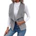 Women’s Sleeveless Vest Jacket – Slim-Fit Blazer Vest With Notch Lapel, Lightweight Stretchable Layering Piece_ecoleips.com