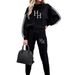 Women's Oversized Color-Block Hoodie Set – Trendy Cartoon Print Pullover With Drop Shoulder (S-XXL, Unisex Soft Polyester Lounge Wear)_ecoleips.com