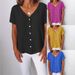 Women's Clothing Casual Short Sleeve V Neck Cardigan Multicolor Shirt_ecoleips.com