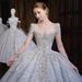 Court-Style Wedding Dress | Luxury Princess Ball Gown With Long Train | High Waist A-Line Bridal Gown | Lace Long Sleeves | XS-XXL_ecoleips.com