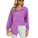Women's Clothing Casual Loose Long Sleeved Lapel Button Solid Color Shirt Female_ecoleips.com