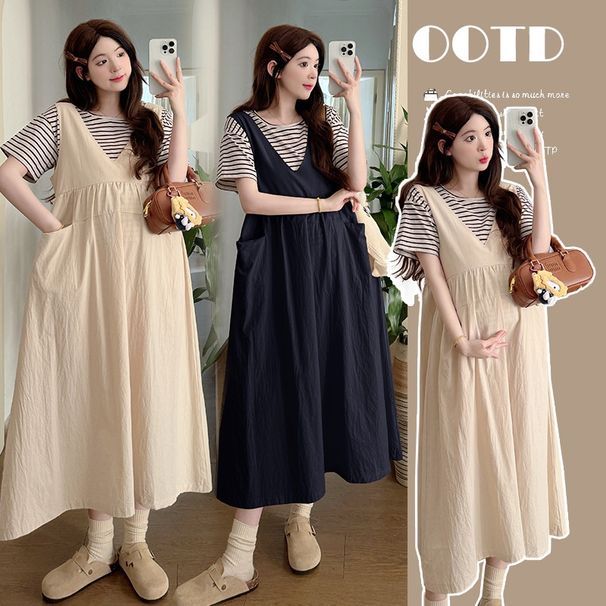 Summer New Korean Fashion 2-Piece Maternity Dress For Pregnant Women_ecoleips.com