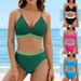 Women's Clothing Split High Waist Sports Swimsuit Contrast Color Cross Gathered Swimsuit_ecoleips.com