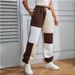 Women's Cross Border European And American Style Color Blocked Jogger Sweatpants, High Waisted Casual Pants With Drawstring, Loose Fitting Sporty Style._ecoleips.com