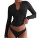 Women's Clothing High End Y2k Slim Fashion Pure Desire Style Half Zip Top T Shirt_ecoleips.com