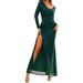 Women's Clothing V Neck Sexy Long Sleeved Evening Dress Party Slit Dress Temperament Dress Slim Fit_ecoleips.com