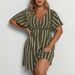 Plus Size V-Neck Striped Boho Dress – Flowy Midi With Elastic Waist (L-XXXXL, Black/Burgundy/Pink/Navy/Army Green)_ecoleips.com