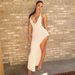 Summer New Arrival Halter V Neck Dress Slimming Open Back With Side Slit Fashion Elegant Party Evening Dress_ecoleips.com