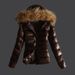 Men's Slim-Fit Short Puffer Jacket With Faux Fur Hood – Lightweight Quilted Polyester Coat (Black/Brown, S-XXXL)_ecoleips.com