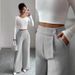 Women's Pink Button-Down Waist Pants Elegant Casual Versatile Spring Summer Polyester England Style Fashion_ecoleips.com