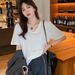Pure And Alluring V-Neck Snowflake Cotton Short-Sleeve Top, Summer Cotton-Linen T-Shirt, Loose Skin-Covering Women's Clo_ecoleips.com