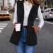 Men's/Women's Cotton Padded Vest Jacket – Lightweight Warm Fleece Lined, Stand Collar, Mid-Length, Casual Retro Style (Black, S/M/L/XL)_ecoleips.com