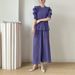 Audday Heavy Pleated Summer 2025 Elegant Two-Piece Slimming Beaded Short Sleeve Top Loose Casual Wide-Leg Pants Set_ecoleips.com
