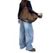 American Retro Loose Straight-leg Curved Jeans For Women, Autumn And Winter High-waisted Wide-leg Sporty Street Cleanfit_ecoleips.com
