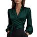 New V-neck Elegant Satin Tie-Waist Top For Women On European And American Independent Stores_ecoleips.com