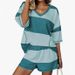 Women's Striped Two Piece Set Short Sleeve Top With Casual Shorts Spring/Summer Sportswear_ecoleips.com