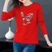 A Fashionable Round-Neck T-Shirt For Women's Autumn/Winter Wear, Perfect For Middle-Aged Mothers Featuring Long Sleeve_ecoleips.com