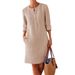 Women's Spring Cotton Linen Loose Dress Long Sleeve Round Neck Plus Size_ecoleips.com