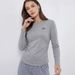 Women's Spring And Autumn Solid Color Long-Sleeve T-Shirts, Pleated Waistbands, Round-Neck Pullover Tops_ecoleips.com