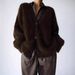 Luxury Faux Mink Knit Cardigan – Oversized V-Neck Sweater Coat For Women, Soft & Warm Long Sleeve Open Front Wrap, Elegant Fall Winter Fashion_ecoleips.com