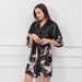 2020 Summer Silk Cross-Border Crane Print Short Pajamas Women's Bathrobe Morning Robe_ecoleips.com