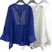 V-Neck Ramie Blouse With Pearl Bead Embroidery, Lightweight Loose-Fit Shirt For Sun Protection Breathable Ramie-Blend Fabric_ecoleips.com