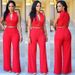 Women's Clothing Breasted High Waist Belted Wide Leg Pants Jumpsuit_ecoleips.com