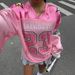 Women's Clothing Autumn V Neck Casual Sports Letter Pattern Stitching Fashion Loose Long Sleeve T Shirt_ecoleips.com