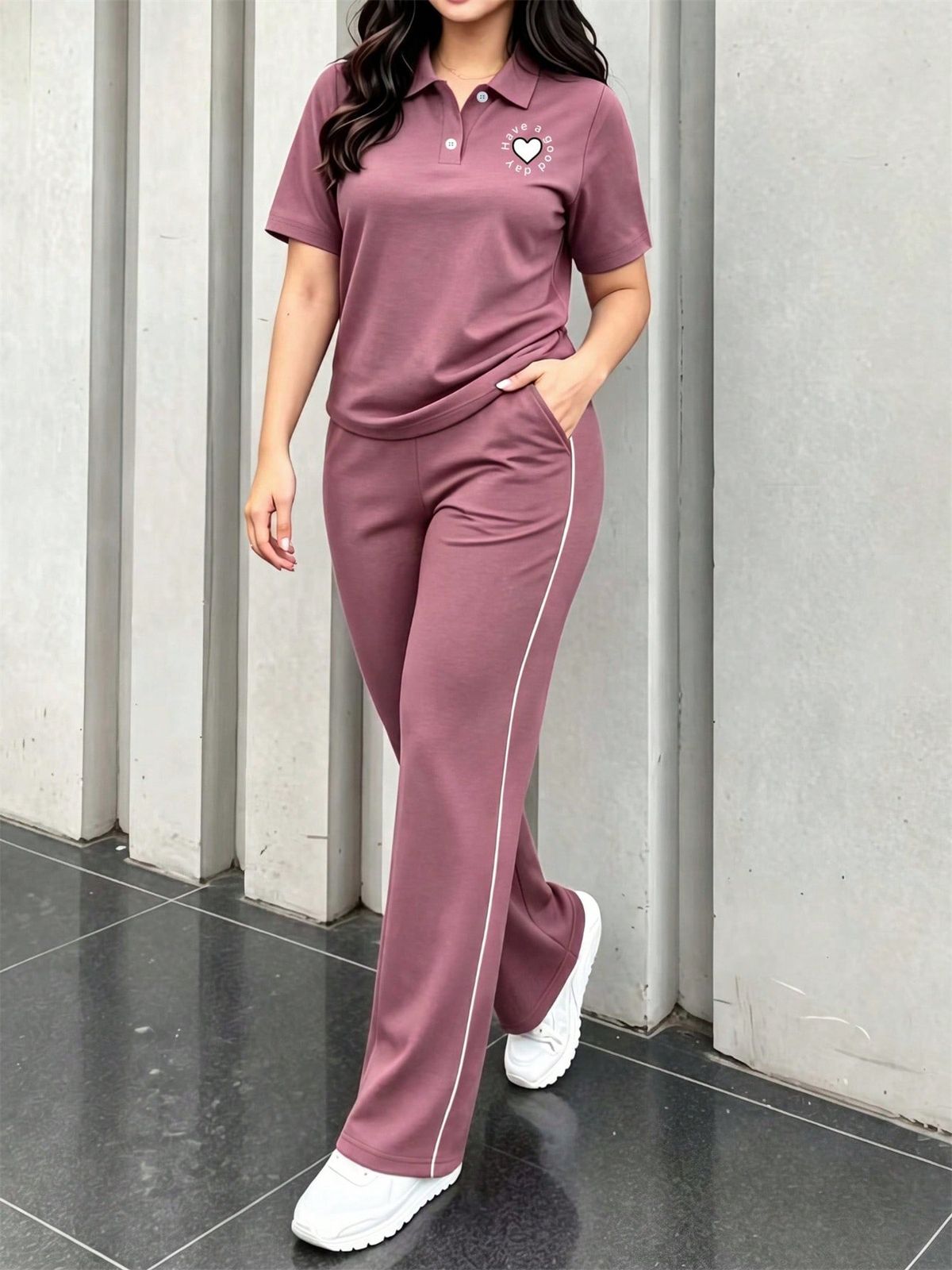Women's Spring/Summer Short-Sleeved Two Piece Set Fashion Trendy Casual Spot Goods_ecoleips.com