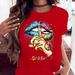 COTTON 100% Loose Crew-neck Creative Mouth Short-sleeved T-shirt Woman Oversized T Shirt Tops Aesthetic Clothes_ecoleips.com
