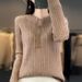 Designed Round Neck Tie Buckle Base Shirt For Women V-Neck Fashionable Slim Fit Inner Sweater Early Autumn Knitted Top_ecoleips.com