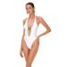 Women's Solid Color Halter Neck One Piece Swimsuit Sexy Bikini Set Style New_ecoleips.com