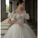 2026 off the Shoulder Wedding Dress Elegant High Quality Texture Court Style French Style Long Train Suitable for Pregnant Women_ecoleips.com