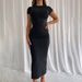 Women's Clothing New Street Fashion Solid Color Dress Round Neck Long Dress_ecoleips.com