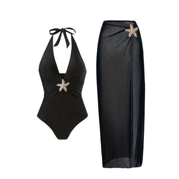 Elegant Bikini Cover-Up Dress – Sheer Mesh Beach Wrap With Matching Solid Color Swimsuit_ecoleips.com