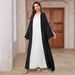 Women's Muslim Cardigan Abaya Dubai Saudi Arabia Long Dress Color Block_ecoleips.com