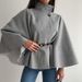 Elegant Belted Cape Coat – Wrinkle-Resistant Wool-Like Trench With Flared Sleeves For Women (S-XXL, 4 Neutral Tones, Office To Weekend Wear)_ecoleips.com