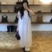 Verve Solid Color Lace Stand Collar Short Sleeve 2025 Summer Women Waist Slimming A-line Dress Smoothmo*d_ecoleips.com