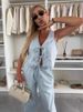 K New Sleeveless Lace Up Vest, Lace Up Wide Leg Jeans, Fashionable Denim Suit For Women_ecoleips.com