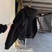 Women's Clothing Unisex Oversized Hoodie With 3D Rhinestone Shoulder Pads – Streetwear Pullover Sweatshirt Graphic Zip-Up Hooded Jacket (Black, S-XXL)_ecoleips.com