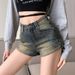 American Retro High Street Denim Shorts For Women In Summer, Thin Style, Spicy Girl, High Waist, Slim Fit, Versatile, A-line Hot Pants_ecoleips.com