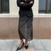 Talenza Mesh Patchwork Skirt Women's See Through Double-Layer Design High Waist Skirt Female Fashion Casual Slit Long Skirt 2025_ecoleips.com