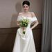 French Style Light Wedding Dress Elegant Bride Vintage 2026 New Off-Shoulder Engagement White Gown_ecoleips.com