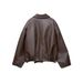 European And American Autumn And Winter Retro Casual Jacket Pilot Jacket Artificial Leather Top_ecoleips.com