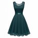 European And American Cross-border Spring/summer New Sleeveless Elegant Lace Hepburn Patchwork Dress_ecoleips.com