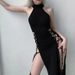Summer Sexy Slimming Long Dress for Women European And American Style Halter Neck Hollow out Double Slit 2025 New Cross Border_ecoleips.com