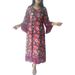 AB366 Women's Floral Print Maxi Dress Long-Sleeve Boho Style Tribal-Inspired Available in Pink Purple Green Sizes S to XXL_ecoleips.com