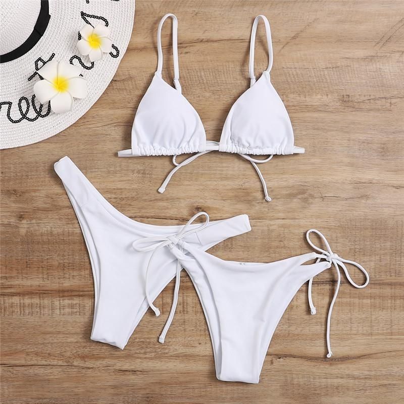 Aria Basics 2026 New Model European And American Foreign Trade Sexy Bikini Solid Color Three-Piece Set For Women_ecoleips.com