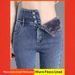 2024 Fall/Winter New Women's Fleece-Lined High-Waisted Jeans, Stretch Slim-Fit Pencil Pants, Slimming Cropped Jeans_ecoleips.com